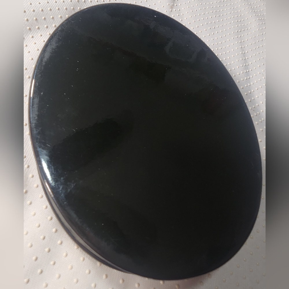 Vintage Oval Fedoskino Russian Lacket Black Jewerly Box Hand Painted - Picture 3 of 10